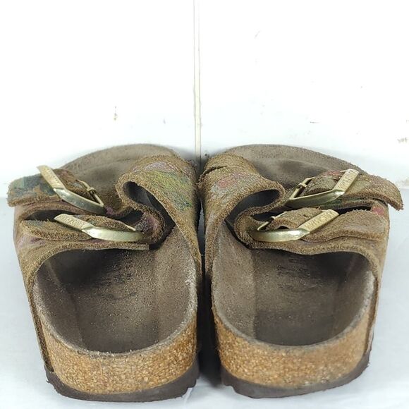 BIRKENSTOCK Women's Arizona US6 EU37 Flower Crush Mocca Suede Slide Sandals - Picture 11 of 16